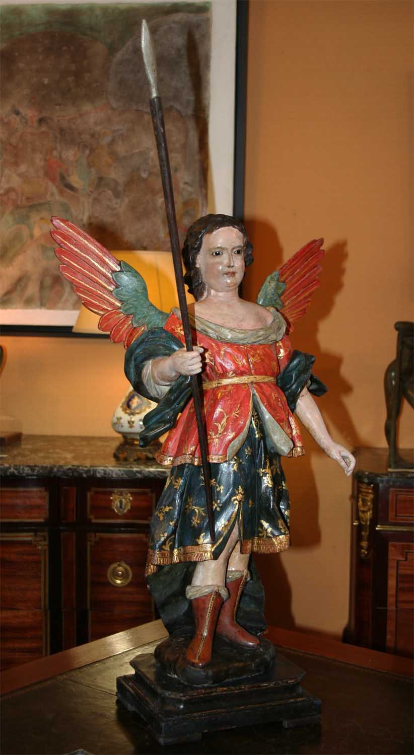 Archange en bois sculpt, XVIIme - Cliquez sur l'image pour la fermer
