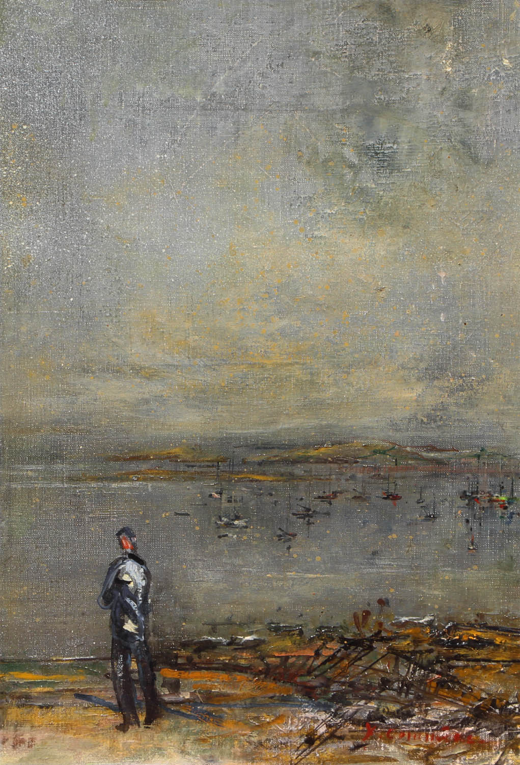 Chausey, un homme devant la mer - Cliquez sur l'image pour la fermer