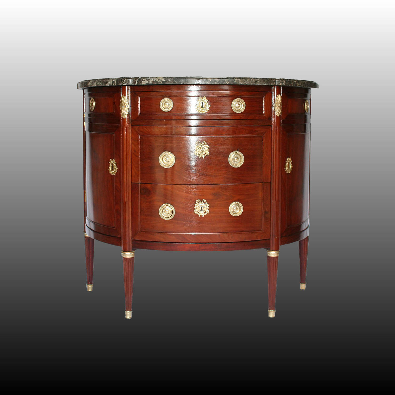 Commode demi lune Louis XVI - Cliquez sur l'image pour la fermer