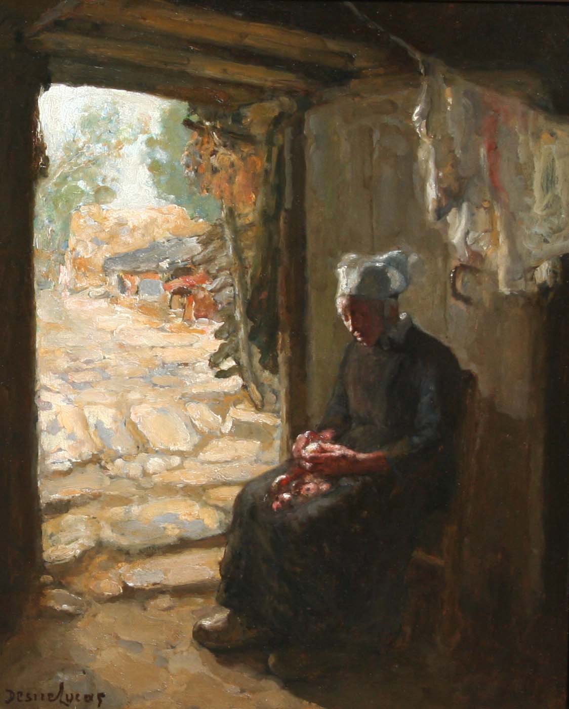 Bretonne épluchant les pommes (circa 1922) - Cliquez sur l'image pour la fermer