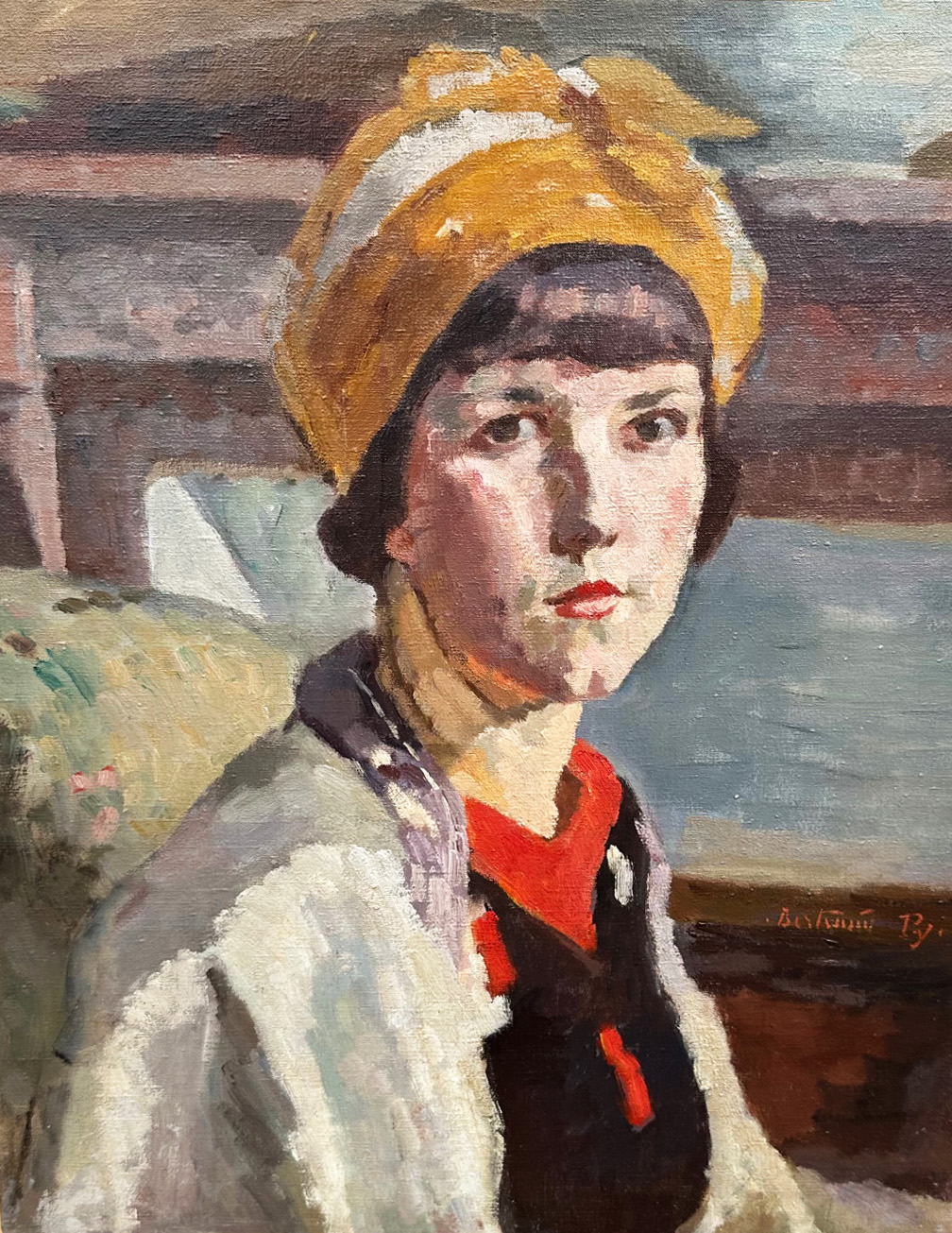 Portrait de femme au turban jaune - Cliquez sur l'image pour la fermer