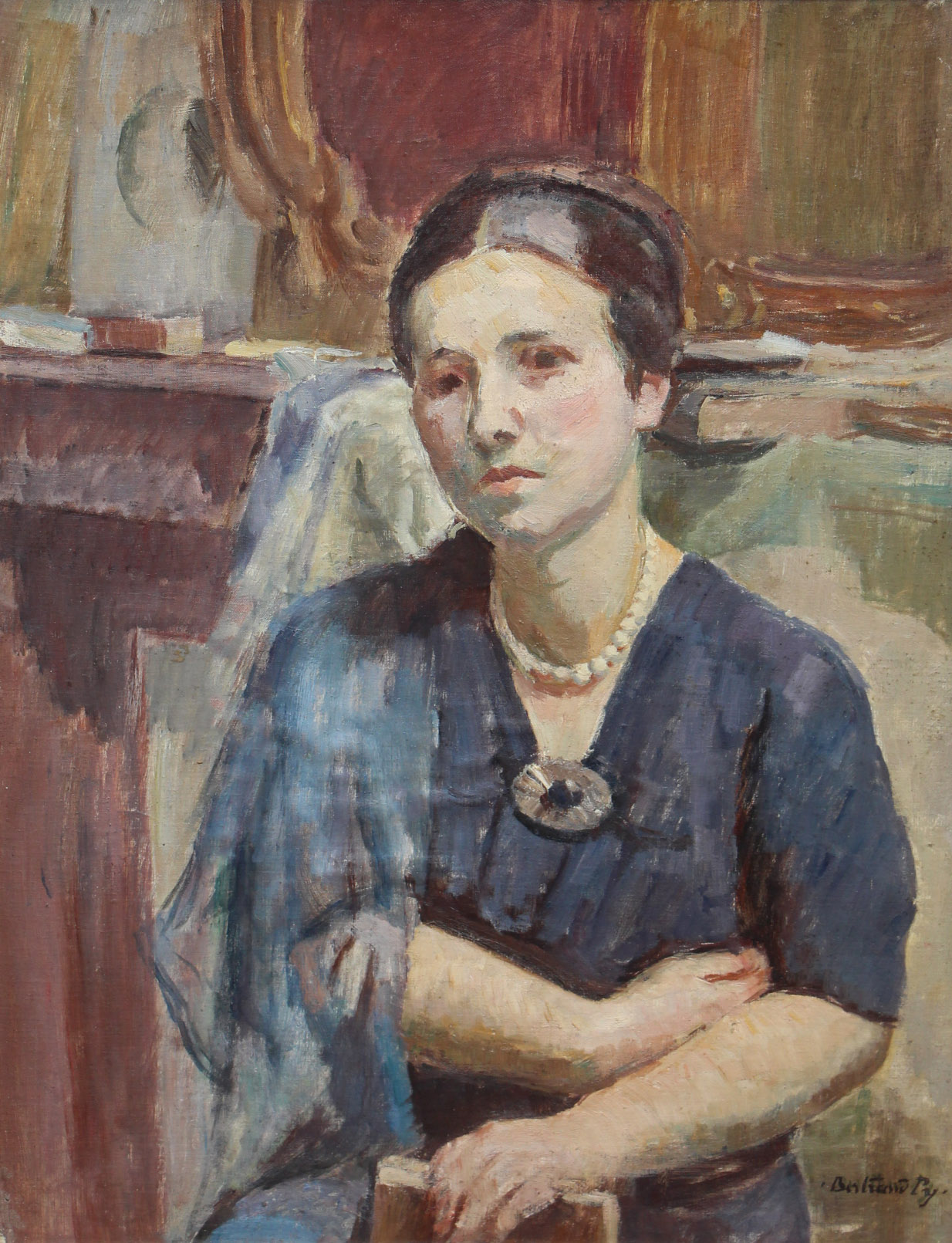Portrait de femme au collier de perles - Cliquez sur l'image pour la fermer